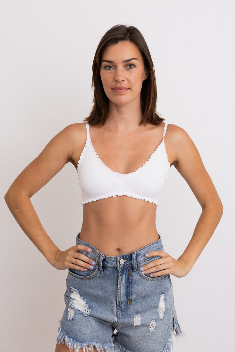 Seamless Lettuce Edge Bow Tie Triangle Bralette ????-Soul Flow Apparel
