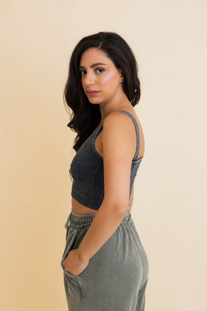 Leto Collection ribbed bralette for women in gray, ideal for casual wear and comfort