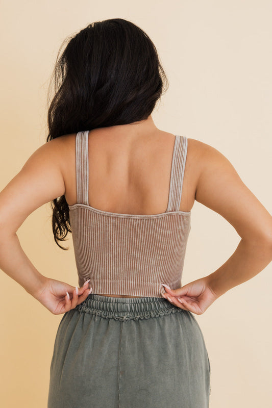 Just Breathe Washed Ribbed Bralette-Soul Flow Apparel