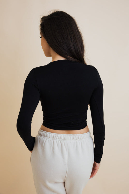 Soul Flow Apparel | Boho Fitted Crop Top with Long Sleeves