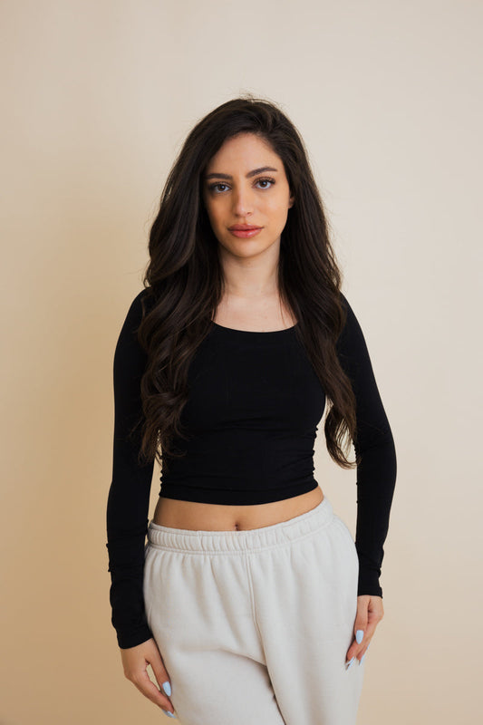 Soul Flow Apparel | Boho Fitted Crop Top with Long Sleeves