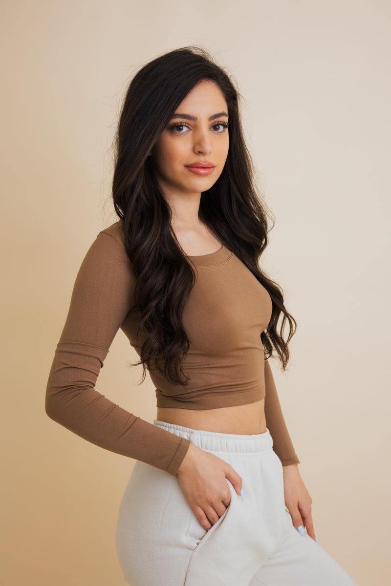 Soul Flow Apparel | Boho Fitted Crop Top with Long Sleeves
