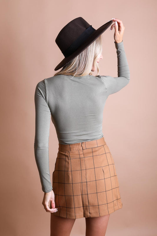 Top - Long Sleeve Fitted Crop Top