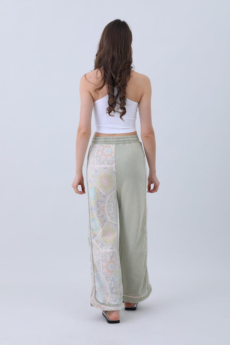 Boho Contrast Pants – Mismatched Legs & Tie-Waist for Lounging-Soul Flow Apparel