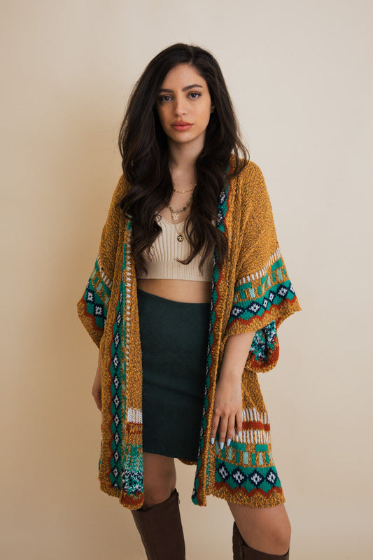 Kachina Style Tapestry Knit Ruana-Soul Flow Apparel