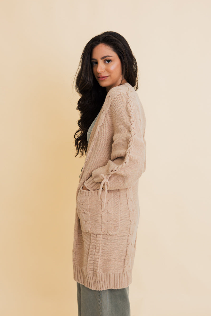 Twisted Cozy Cable Knit Cardigan-Soul Flow Apparel
