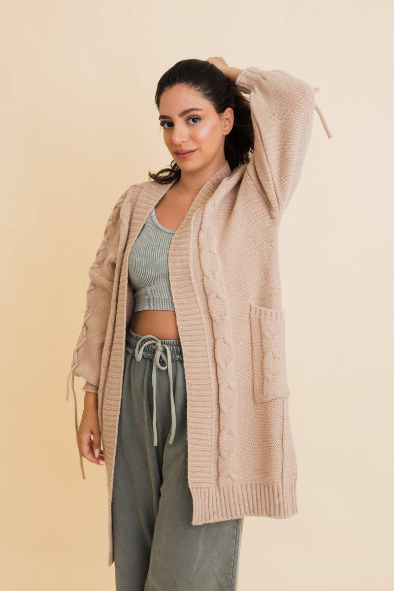 Twisted Cozy Cable Knit Cardigan-Soul Flow Apparel