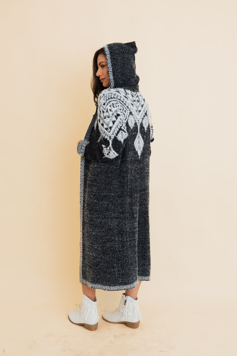 Hooded Fair Isle Knit Cardigan-Soul Flow Apparel