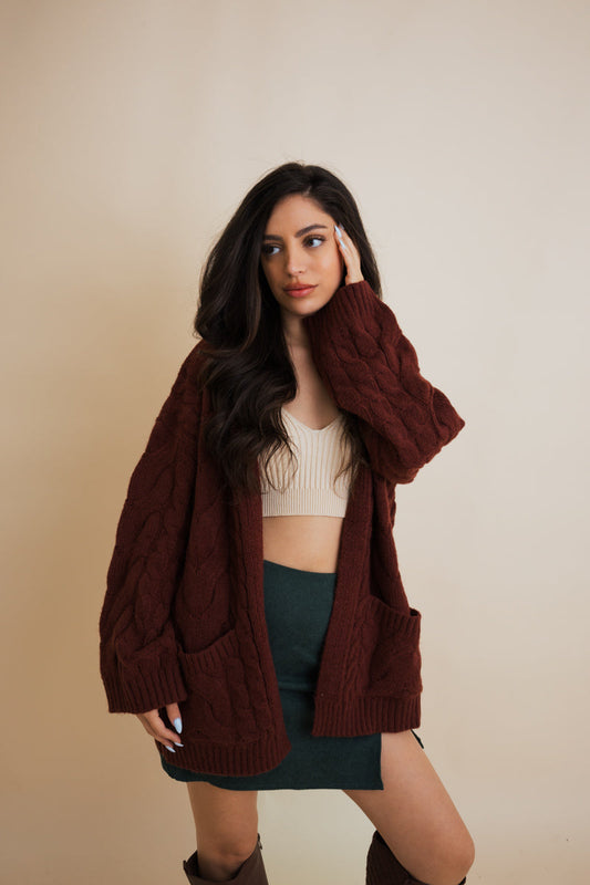Dreamy Days Cable Knit Open Cardigan-Soul Flow Apparel