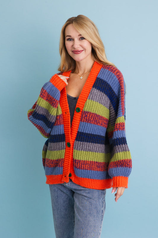 Vibrant Retro Color Burst Oversized Cardigan ????-Soul Flow Apparel