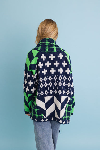 Sierra Spirit Geometric Street Style Knit Cardigan Leto Collection