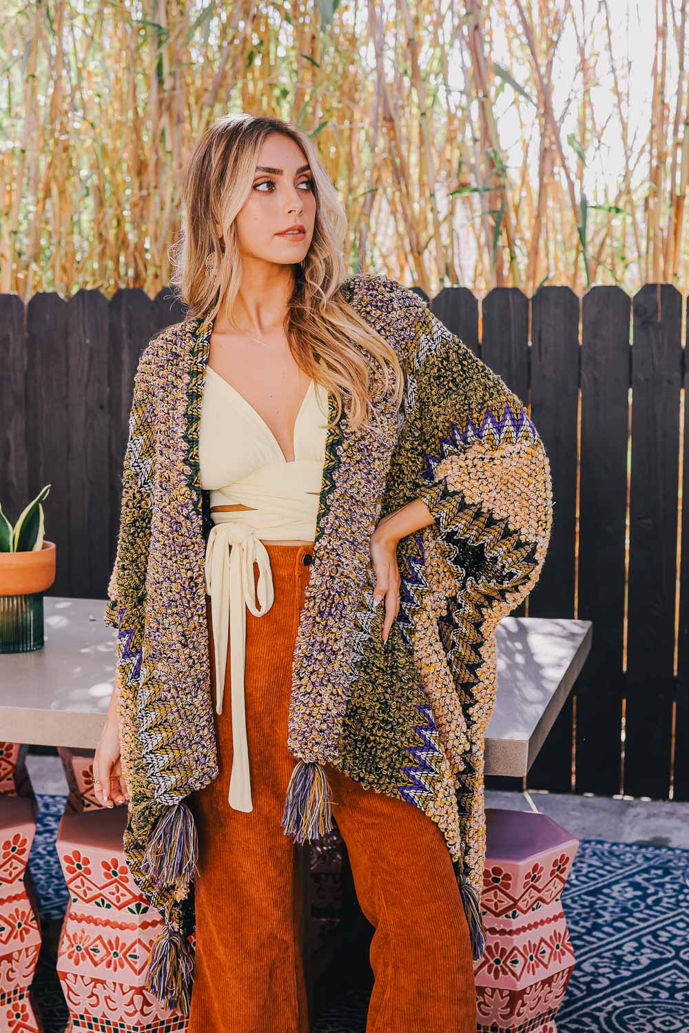 Cuddle Season Crochet Patterned Ruana Leto Collection