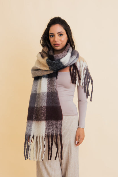 Cozy Breeze Oversized Fringe Scarf - Fall & Winter Essential-Soul Flow Apparel