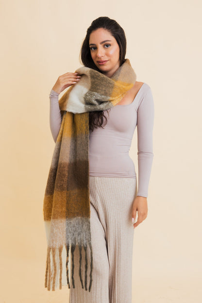 Cozy Breeze Oversized Fringe Scarf - Fall & Winter Essential-Soul Flow Apparel