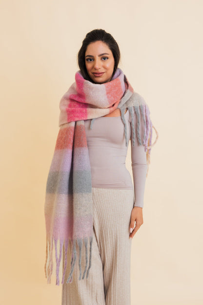 Cozy Breeze Oversized Fringe Scarf - Fall & Winter Essential-Soul Flow Apparel