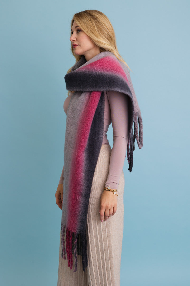 Ombre Dream Luxe Fringe Blanket Scarf-Soul Flow Apparel