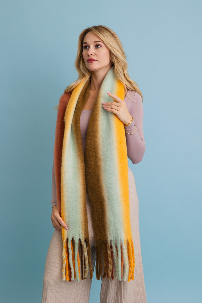 Ombre Dream Luxe Fringe Blanket Scarf-Soul Flow Apparel