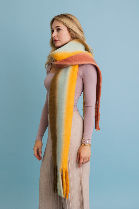 Ombre Dream Luxe Fringe Blanket Scarf-Soul Flow Apparel