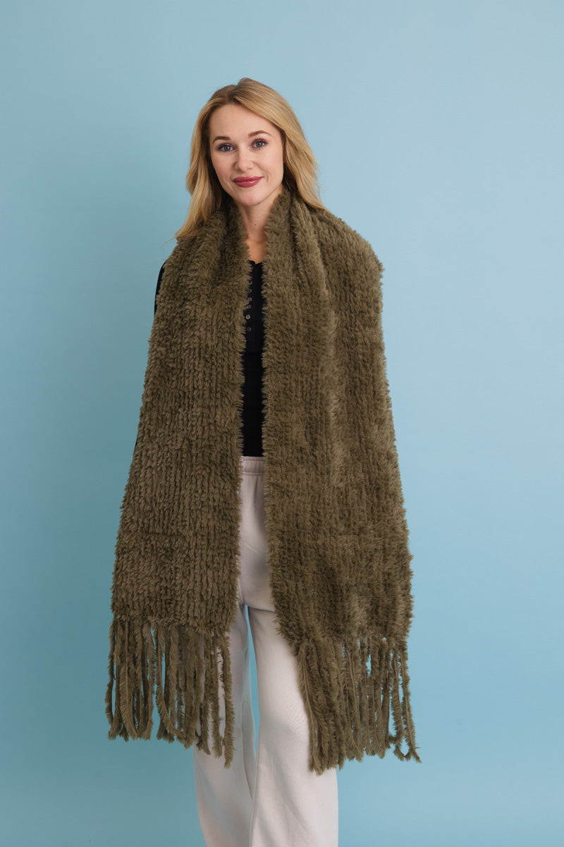 Ultra Soft Boucle Fringe Blanket Scarf-Soul Flow Apparel