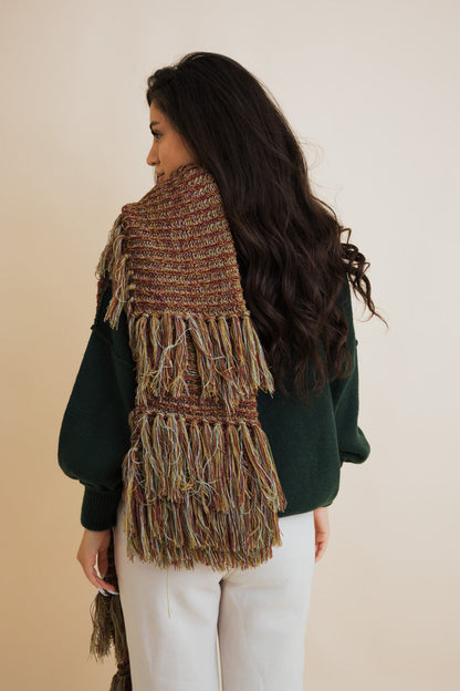Fluffy Knit Fringe Winter Scarf Leto Collection