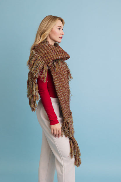 Fun & Fluffy Knit Fringe Winter Scarf Leto Collection
