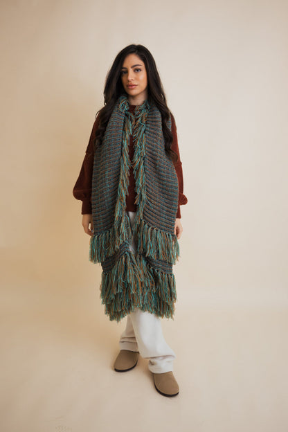 Fluffy Knit Fringe Winter Scarf Leto Collection