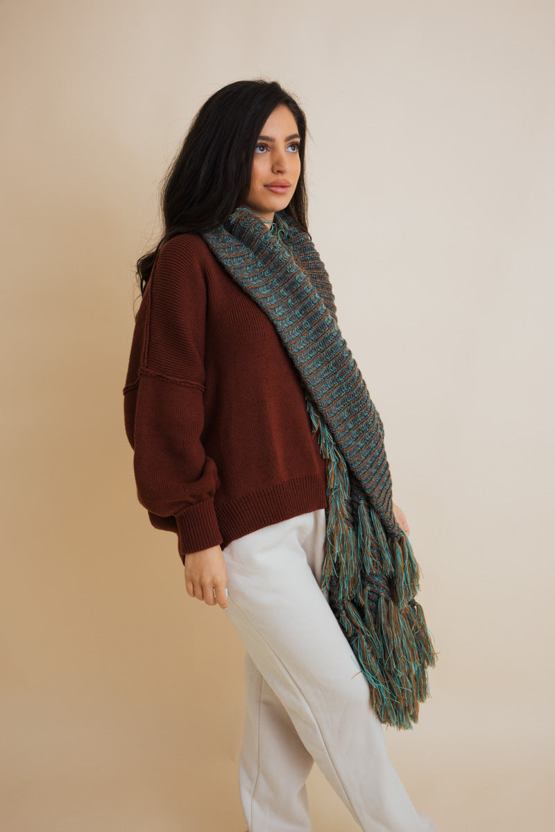 Fluffy Knit Fringe Winter Scarf-Soul Flow Apparel