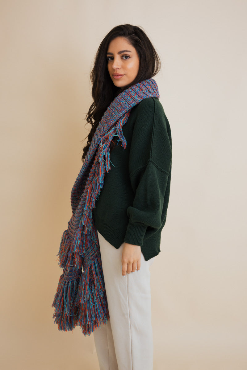 Fluffy Knit Fringe Winter Scarf-Soul Flow Apparel