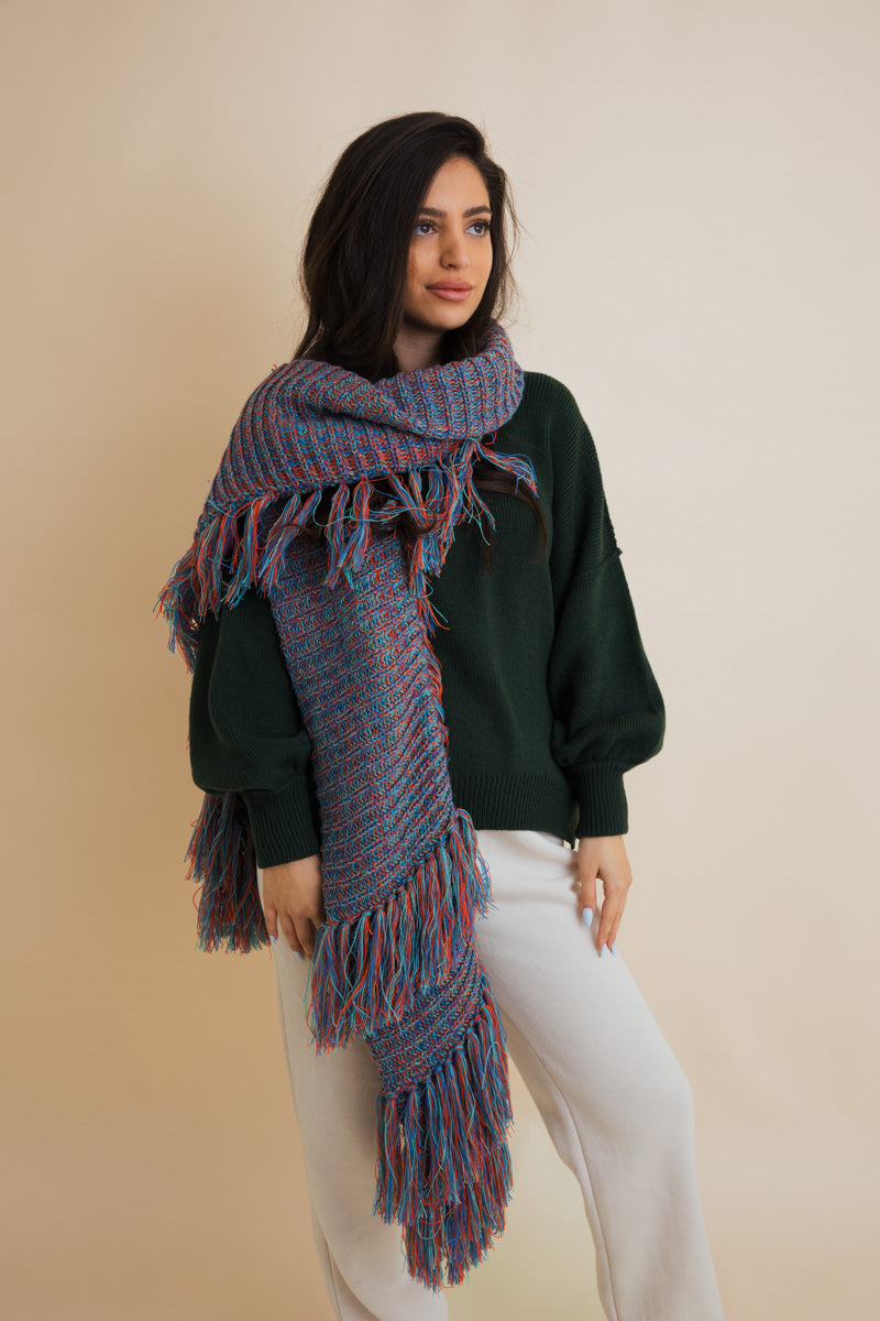 Fluffy Knit Fringe Winter Scarf-Soul Flow Apparel
