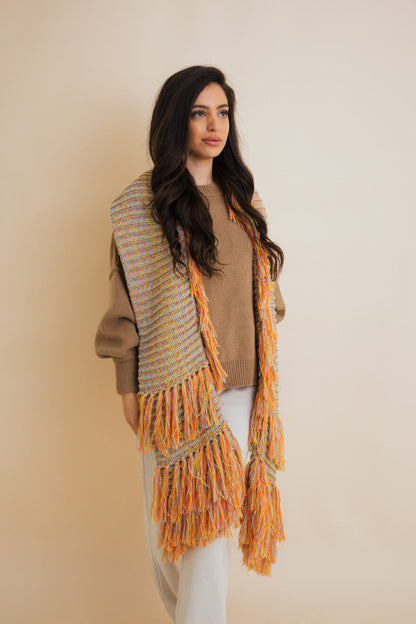 Fluffy Knit Fringe Winter Scarf Leto Collection