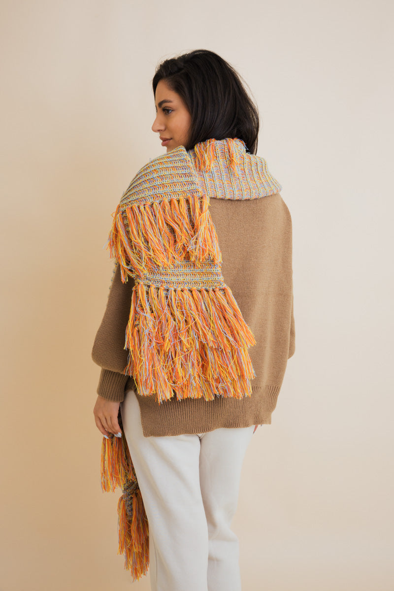 Fluffy Knit Fringe Winter Scarf-Soul Flow Apparel