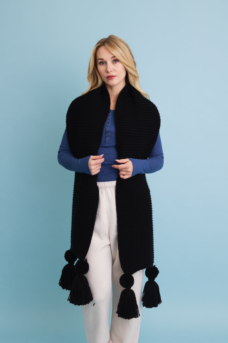 Warm Embrace Knit Scarf with Poms ????-Soul Flow Apparel
