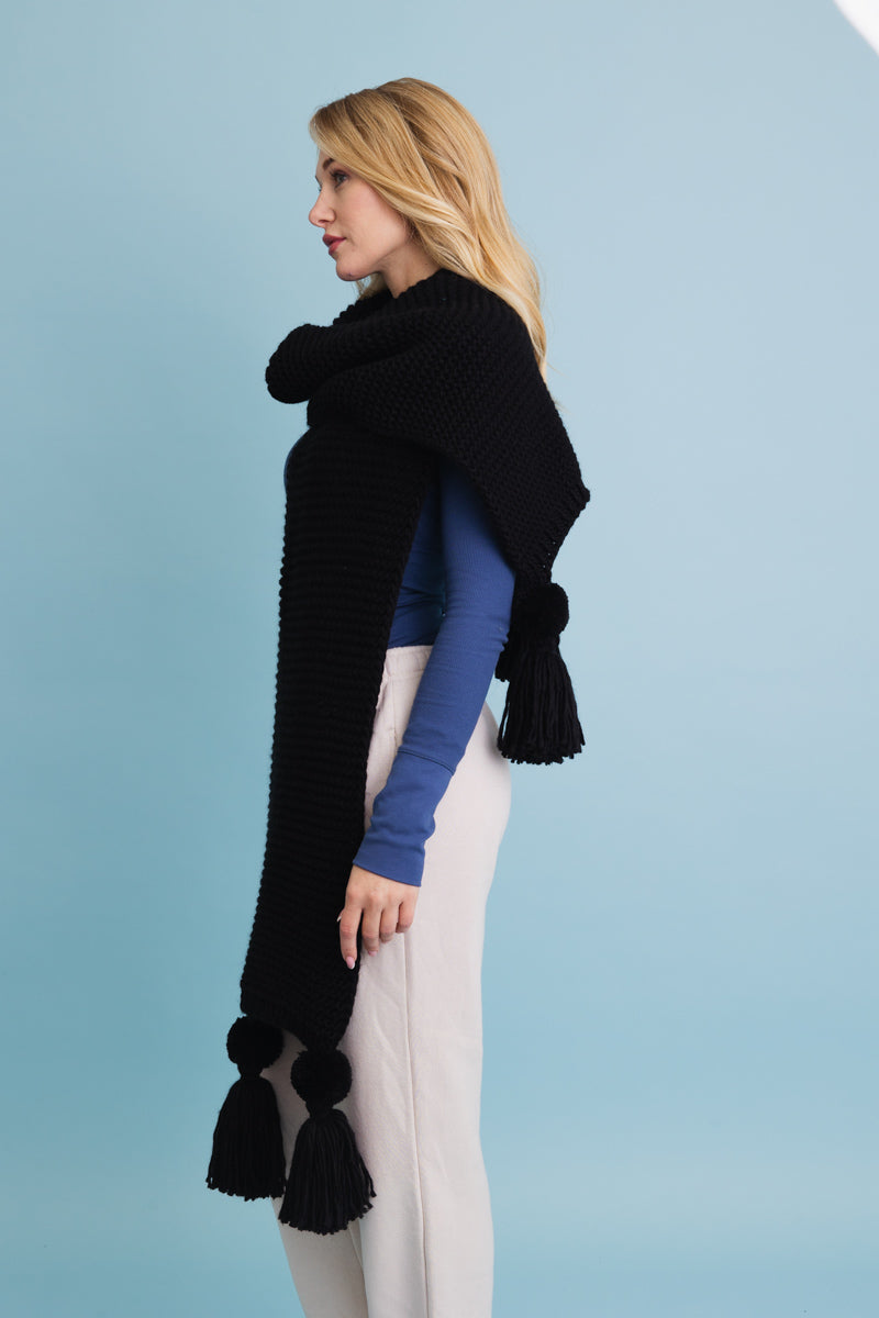 Warm Embrace Knit Scarf with Poms ????-Soul Flow Apparel