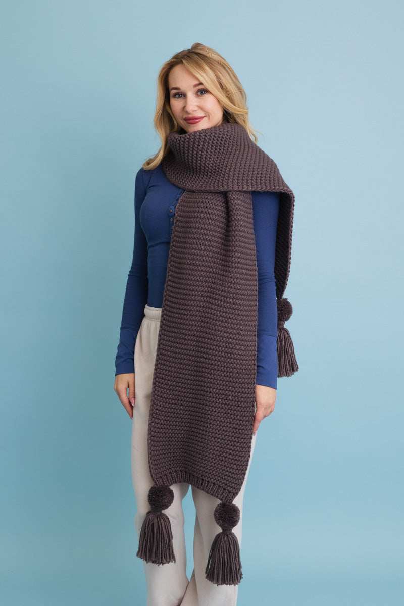 Warm Embrace Knit Scarf with Poms ????-Soul Flow Apparel