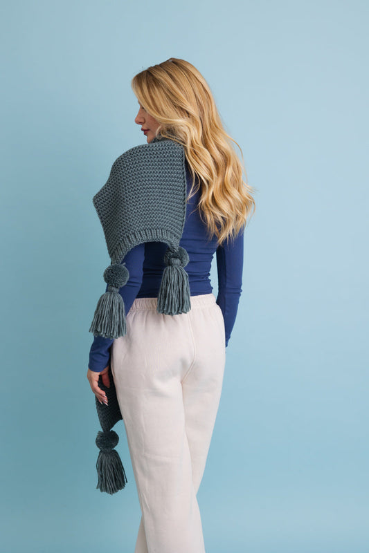 Soul Flow Apparel | Boho Warm Embrace Knit Scarf with Poms ????