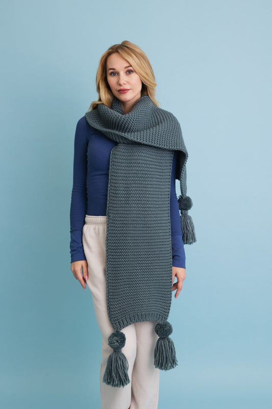 Soul Flow Apparel | Boho Warm Embrace Knit Scarf with Poms ????
