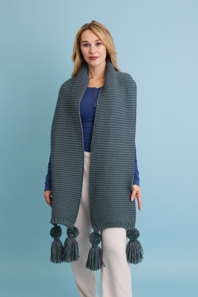 Warm Embrace Knit Scarf with Poms ????-Soul Flow Apparel