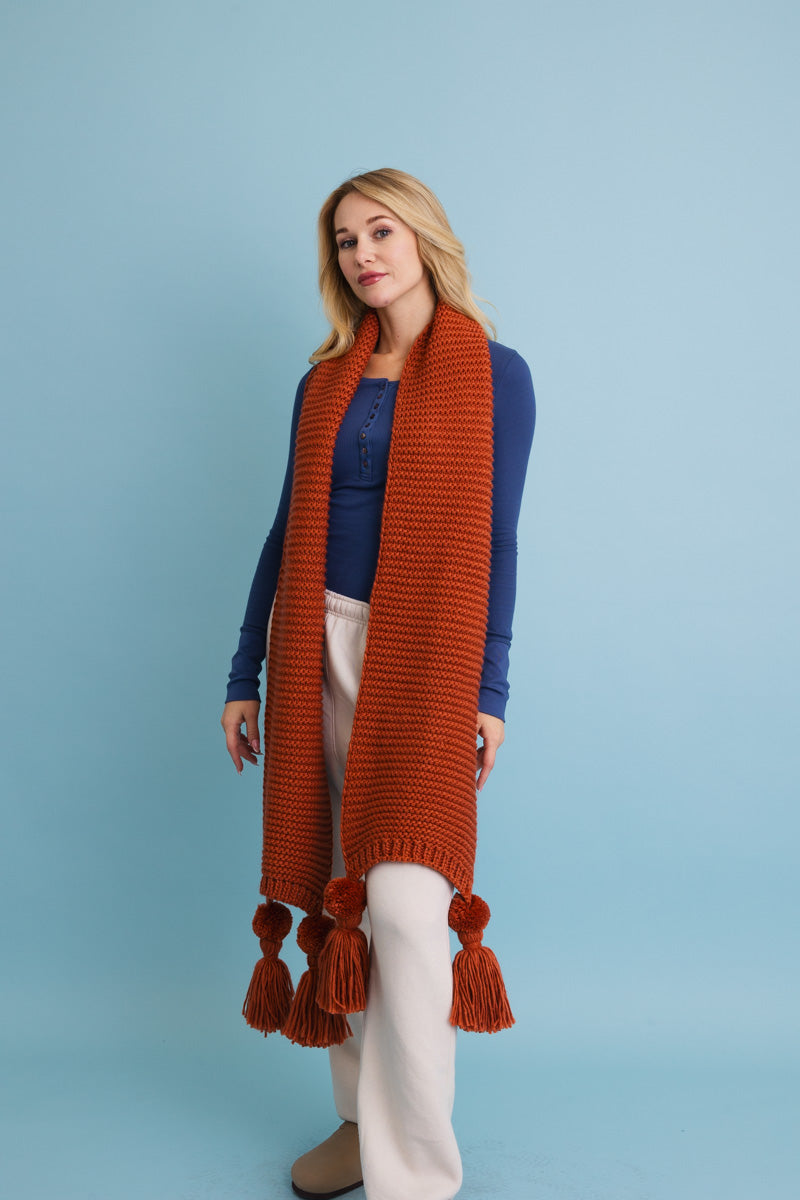 Warm Embrace Knit Scarf with Poms ????-Soul Flow Apparel