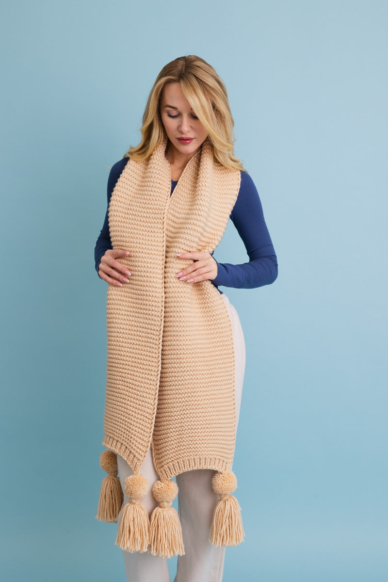 Warm Embrace Knit Scarf with Poms ????-Soul Flow Apparel