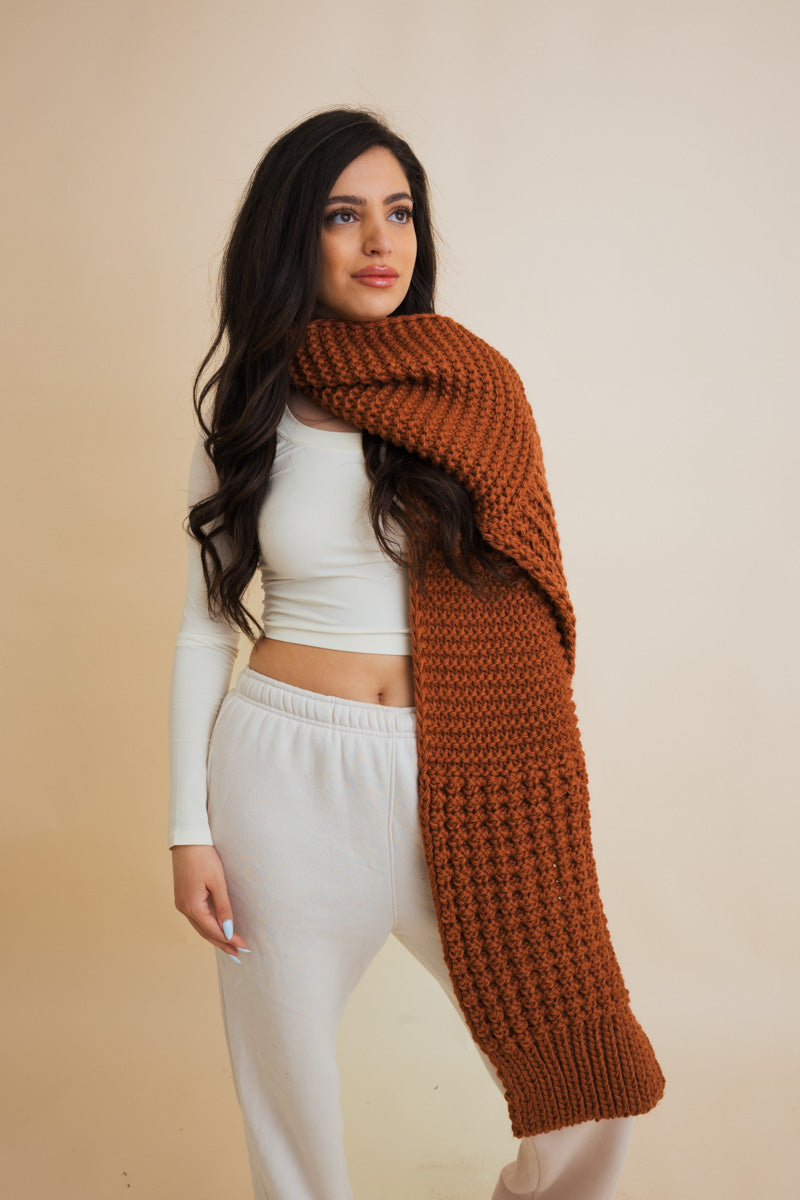 Waffle Weave Cozy Edge Scarf-Soul Flow Apparel