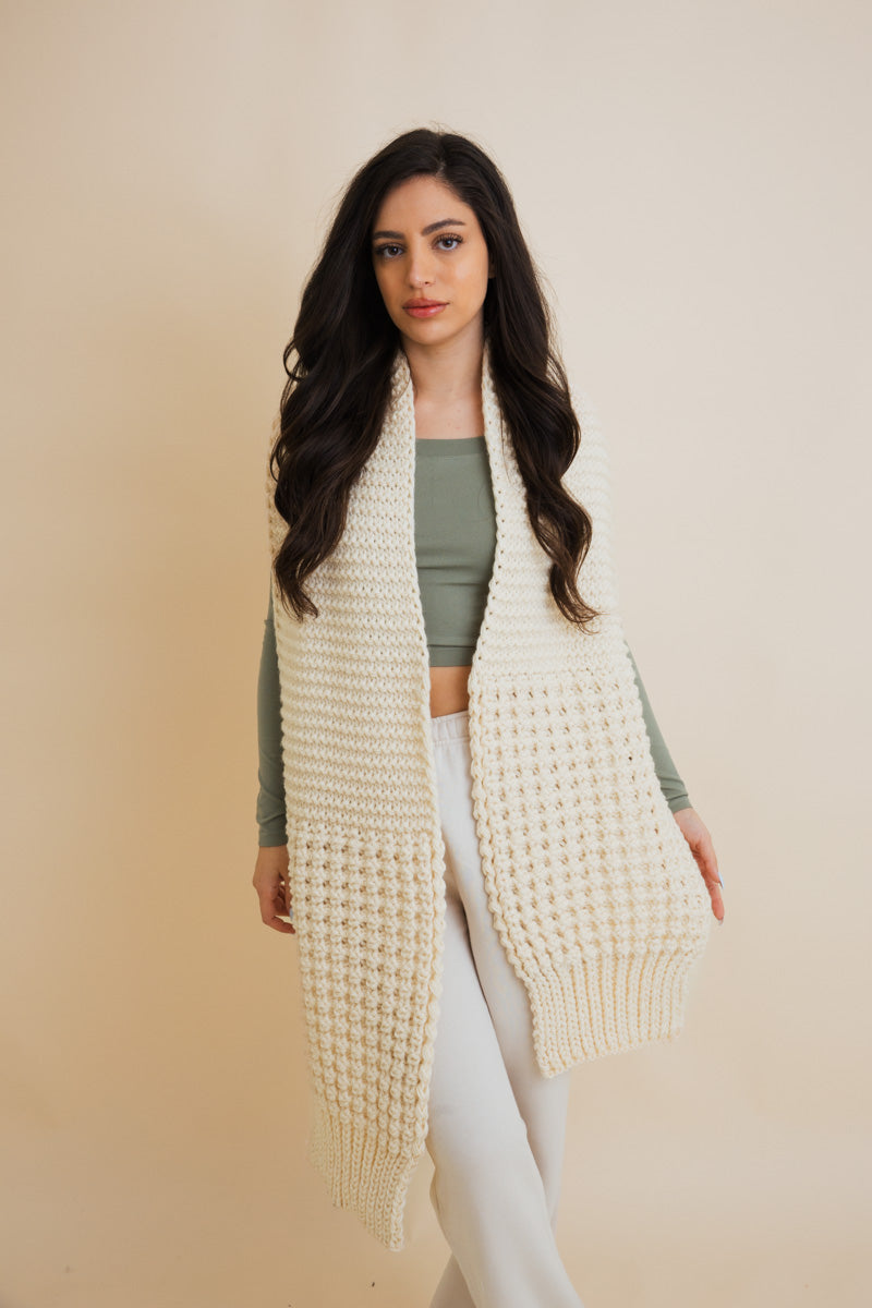 Waffle Weave Cozy Edge Scarf-Soul Flow Apparel