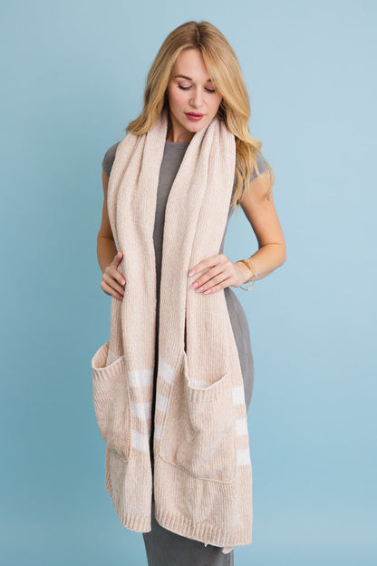 Chenille Pocket Scarf - Soft Comfort with Handy Pockets ????-Soul Flow Apparel