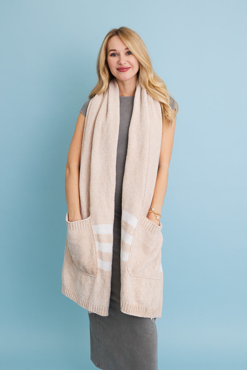 Chenille Pocket Scarf - Soft Comfort with Handy Pockets ????-Soul Flow Apparel