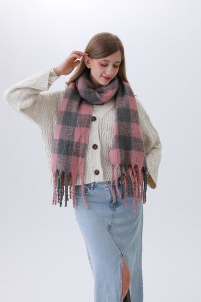 Classic Striped & Checkered Scarf – Timeless Fringe Elegance🧣✨ Leto Collection