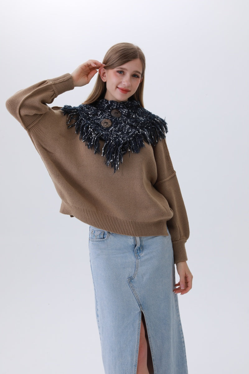 Organic Coconut Button Infinity Scarf – Textured Cocoon Wrap ????????-Soul Flow Apparel