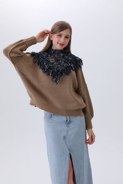 Organic Coconut Button Infinity Scarf – Textured Cocoon Wrap ????????-Soul Flow Apparel