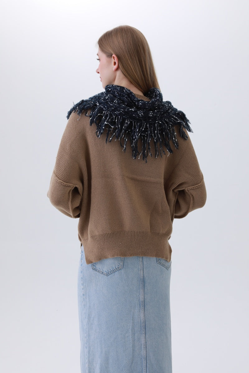 Organic Coconut Button Infinity Scarf – Textured Cocoon Wrap ????????-Soul Flow Apparel