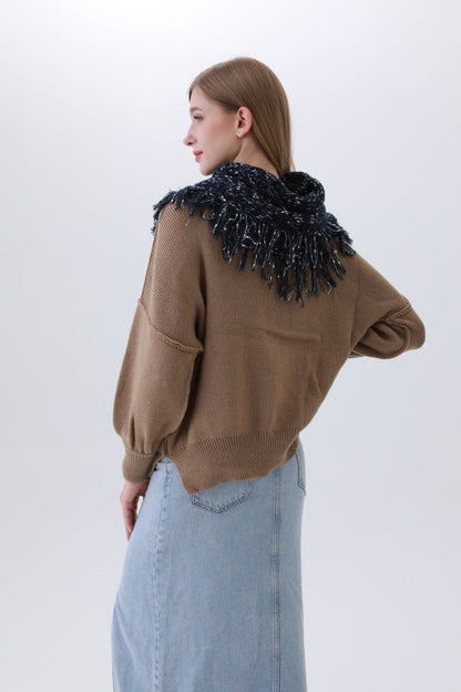 Organic Coconut Button Infinity Scarf – Textured Cocoon Wrap ????????-Soul Flow Apparel