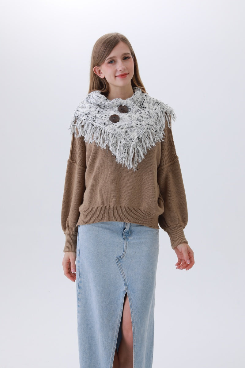 Organic Coconut Button Infinity Scarf – Textured Cocoon Wrap ????????-Soul Flow Apparel