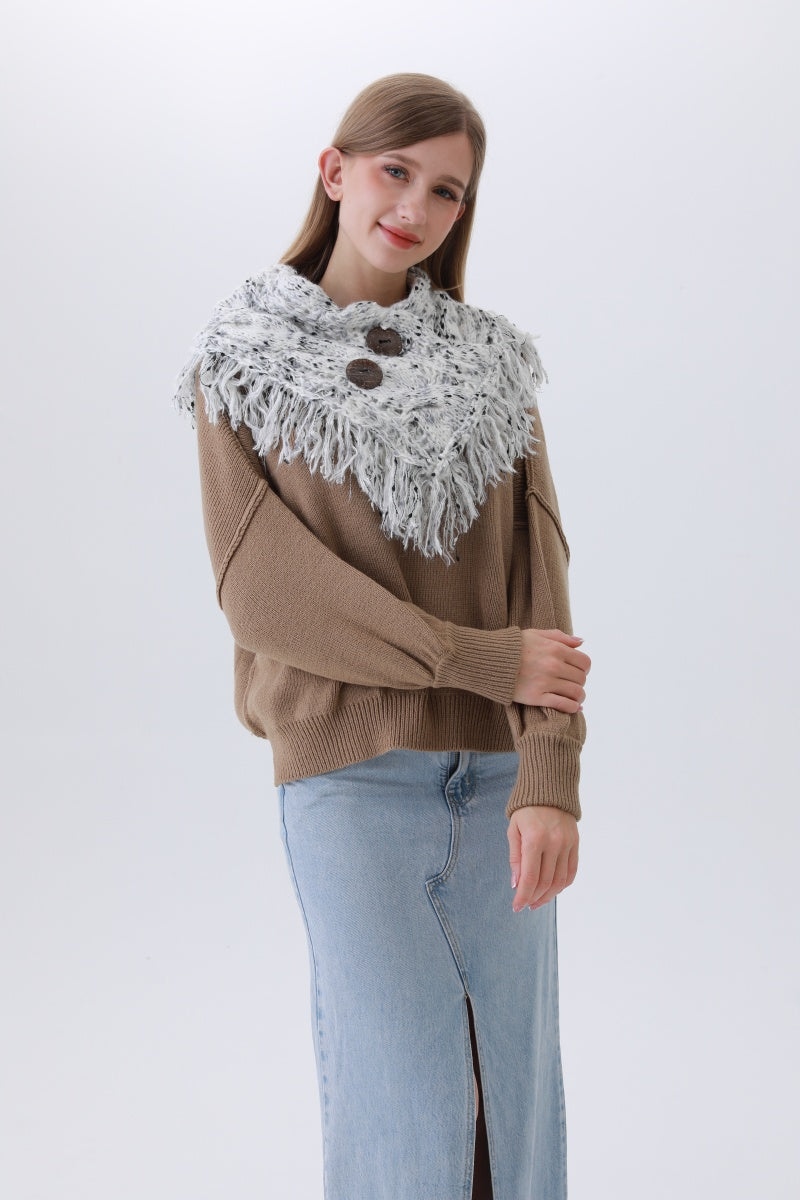 Organic Coconut Button Infinity Scarf – Textured Cocoon Wrap ????????-Soul Flow Apparel